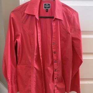 Womens Small Coral Button Down Dress shirt